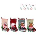thumbnail image 2 of Medias navideñas festivas, juego de 4, para decoración navideña familiar, material de lino vibrante con lazo para colgar y colores brillantes, perfectas para el tema navideño de la casa de campo, 2 of 7