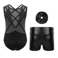 thumbnail image 2 of SiiRoh 2Pcs Gymnastics Leotard for Girls Sleeveless Tumbling Dance Biketard with Metallic Shorts Set Black&Silver 12, 2 of 4