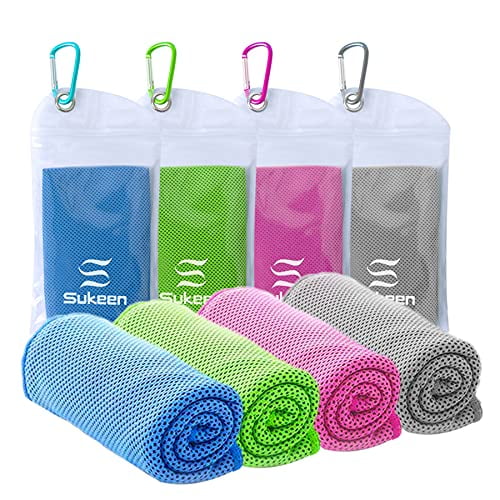 [4 Pack] Cooling Towel (40"x12"), Ice Towel, Soft Breathable Chilly Towel, Microfiber Towel for Yoga, Sport, Running, Gym, Workout,Camping, Fitness, W