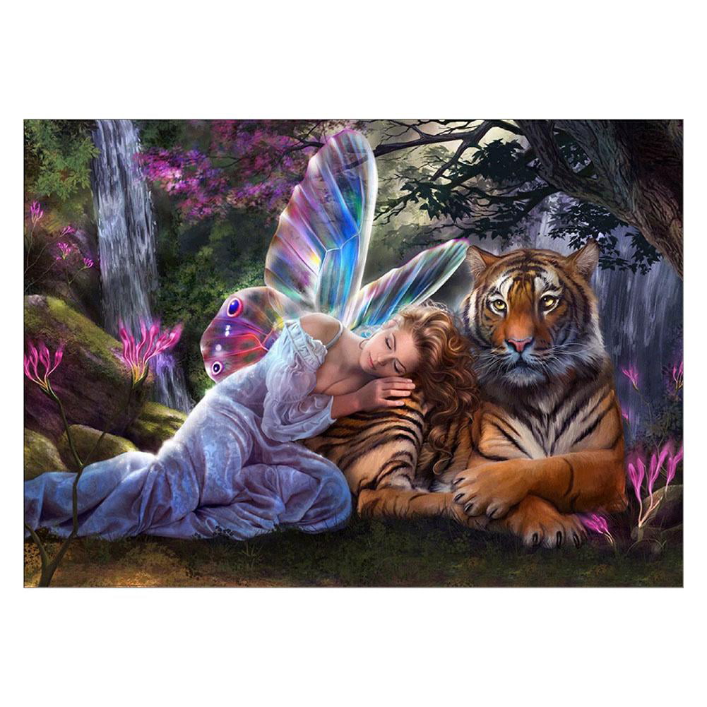 5D Embroidery Painting Cross Stitch Needlework Tiger Mosaic DIY Home Decor 