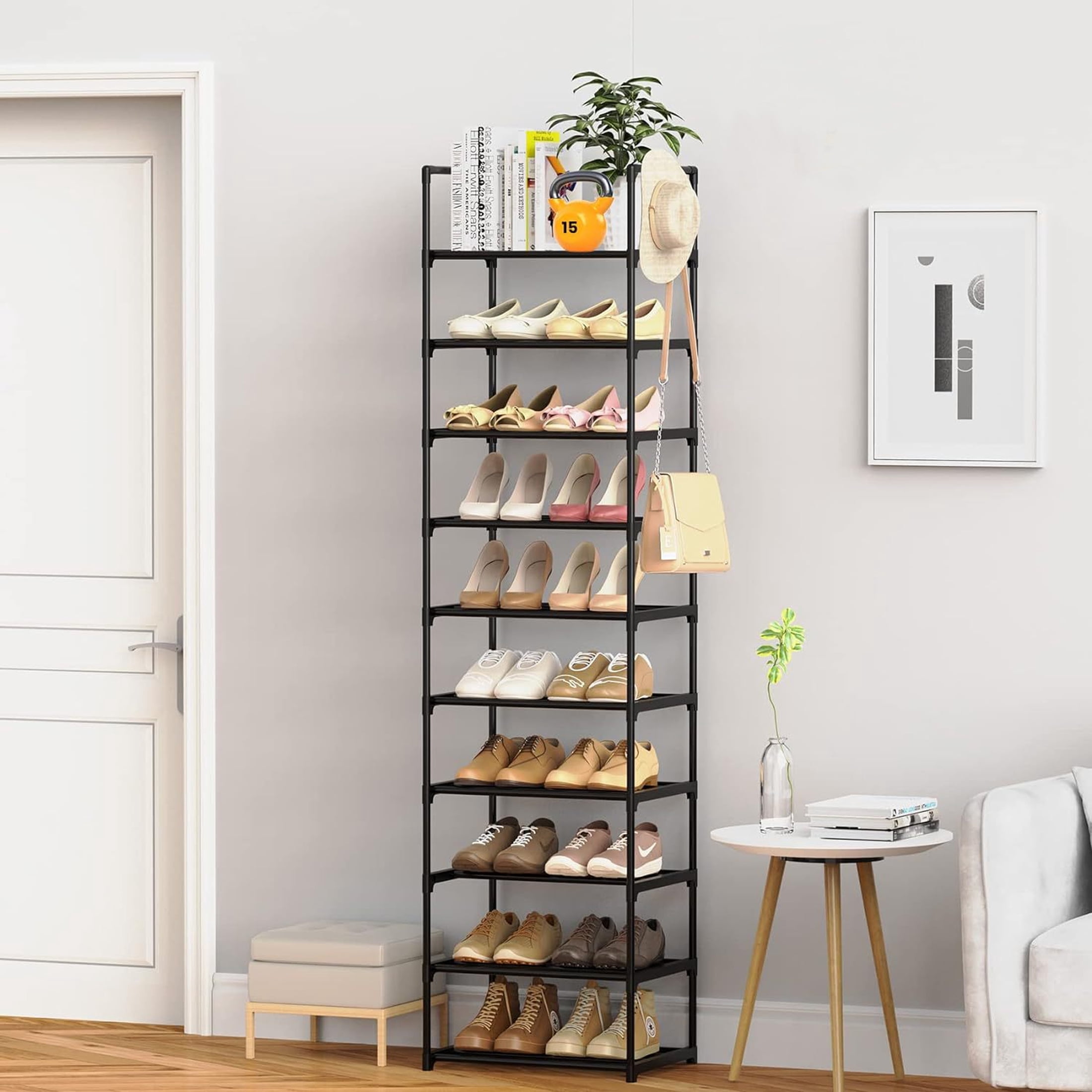 10 Tier Metal Shoes Rack, Stackable Shoe Organizer, Space-Saving Shoe Shelf Shoe Rack for Closet, Shoe Rack for Entryway and Boots Organizer