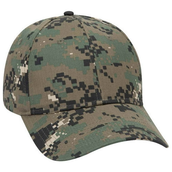 Men’s Camouflage 6 Panel Adjustable Low Profile Baseball Cap, Digital Dark Green