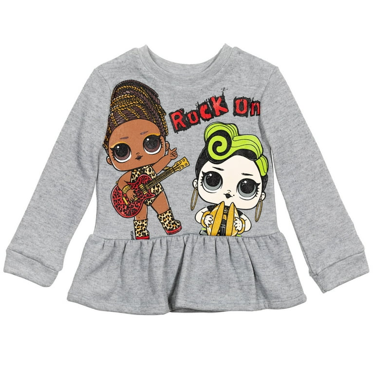 L.O.L. Surprise Fierce Bhaddie Little Girls Pullover Fleece Sweatshirt and Leggings Outfit Set Gray 7 8