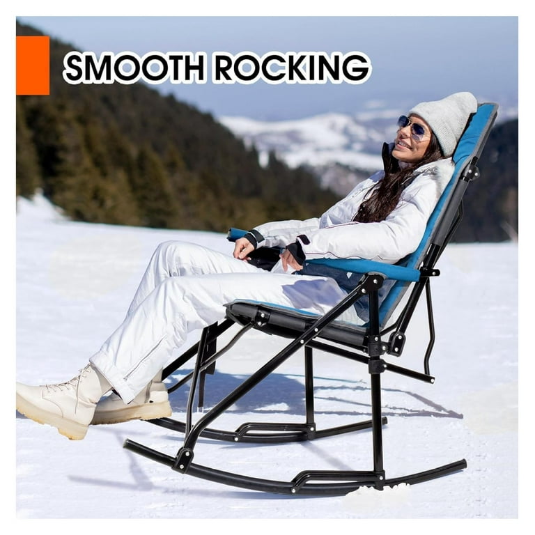 MOWENTA Heated Rocking Camping Chair for Adults Back Seat Heating 131 F Max Temp High Back Fully Padded Oversized Heated Folding Rocking Chair Battery NOT Included Walmart