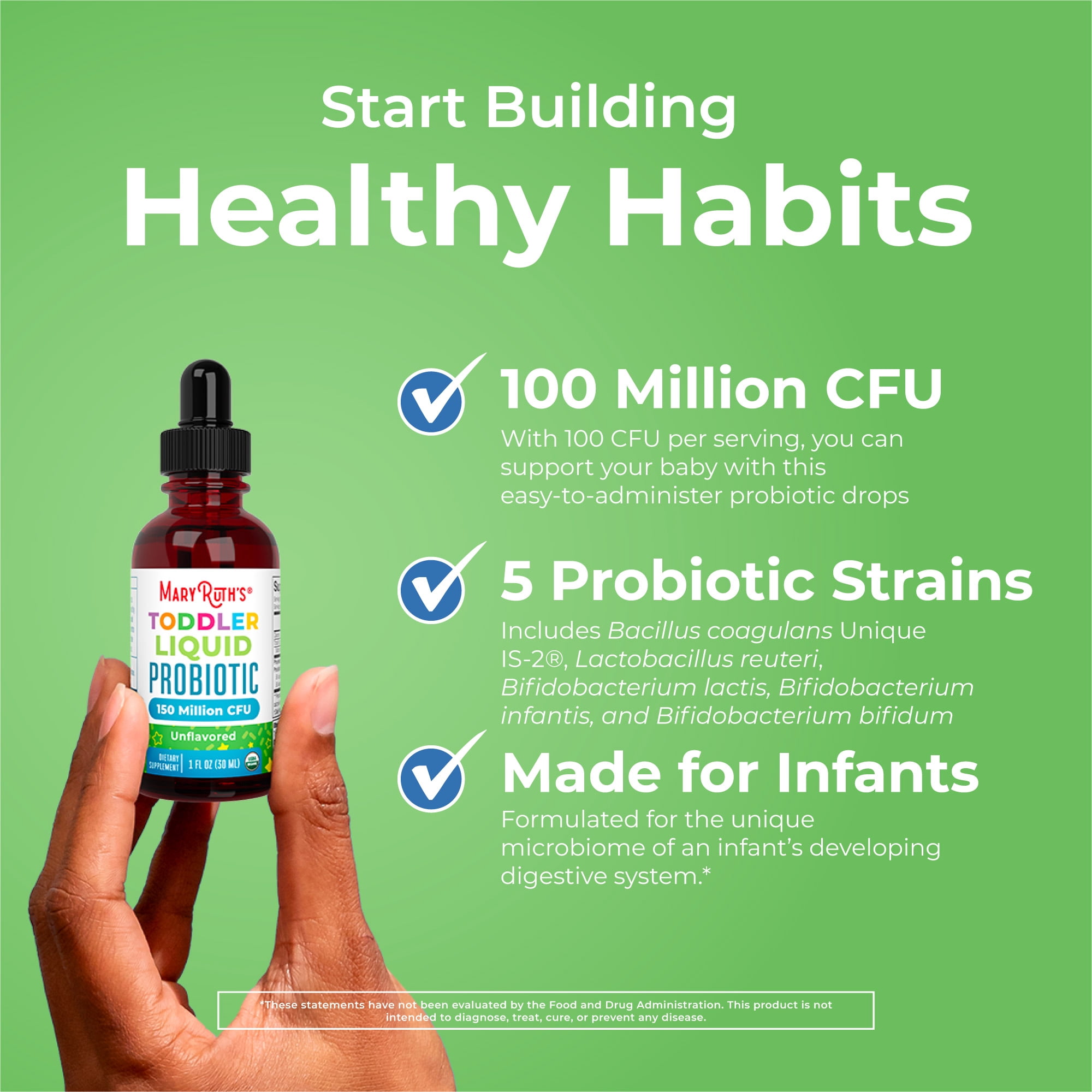 MaryRuth's Toddler Probiotic Liquid Drops 150 Million CFU Dairy-Free Vegan 1 Count 1 fl oz