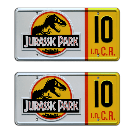 Jurassic Park | 1993 Jeep Wrangler Sahara | #10 | Metal Stamped Replica Prop License Plate Combo