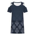 thumbnail image 5 of SELONE One Shoulder Dresses for Women Hawaiian Short Dresses Floral Short Sleeve Sundress Lounge Casual Clothes Blue L, 5 of 6