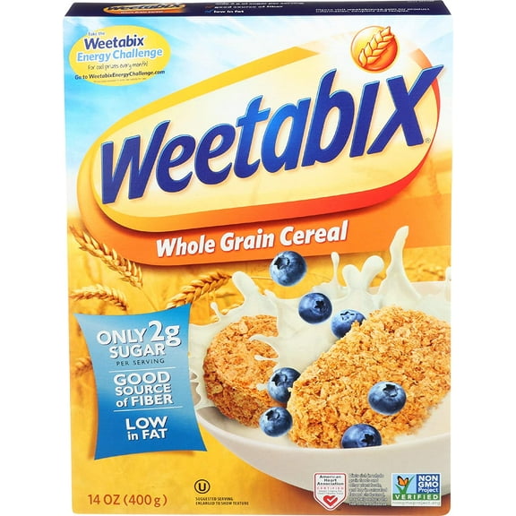 Weetabix Whole Grain Cereal Biscuits, Non-GMO Project Verified, Heart Healthy, Kosher, Vegan, 14 Oz Box