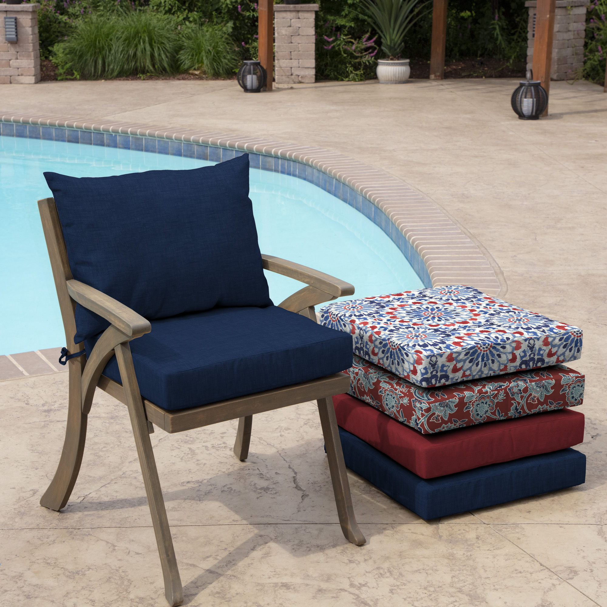 Arden Outdoor Dining Chair Cushion Set, Sapphire Blue photo 5
