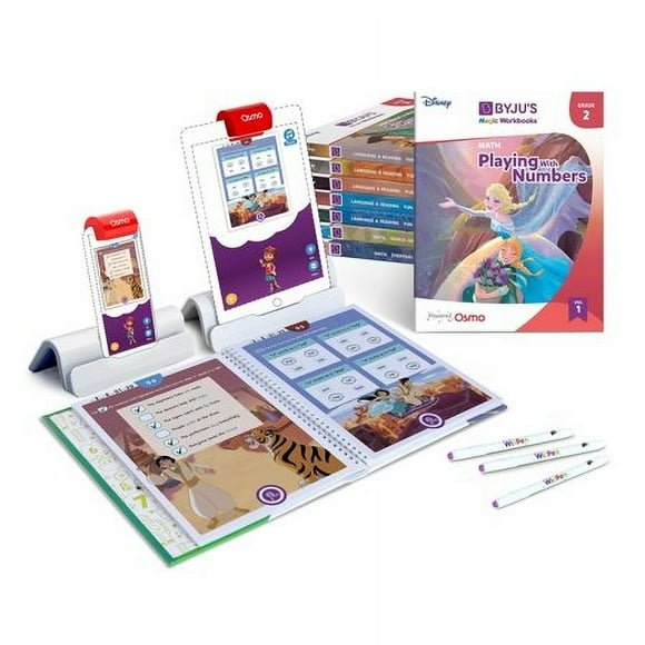 BYJU?S Learning Kits: Disney, 2nd Grade Premium Edition for iPhone & iPad (App+8 Workbooks) Ages 6-8, Featuring Disney & Pixar- Learn Grammar, Multiplication/Division & Writing - Osmo Base I