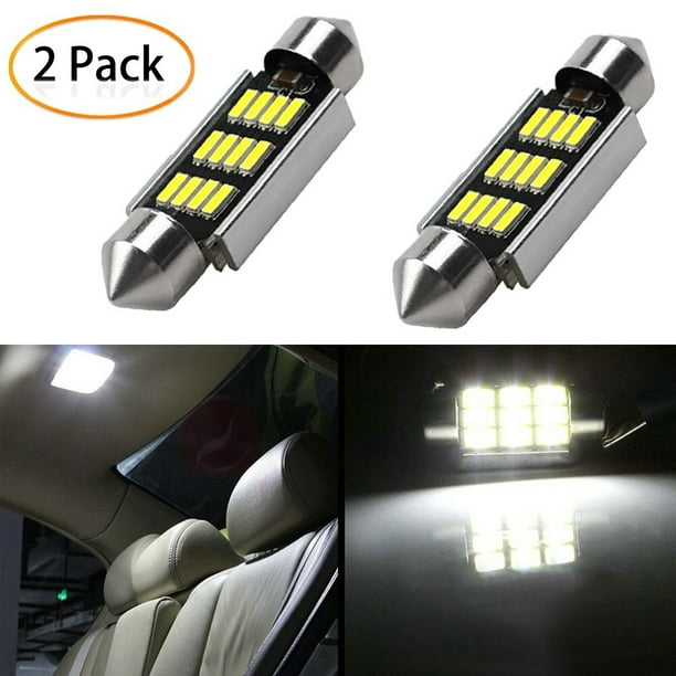 2Pcs 39mm LED Light 6500K White SMD Car Dome DoubleTip Reading Lamp