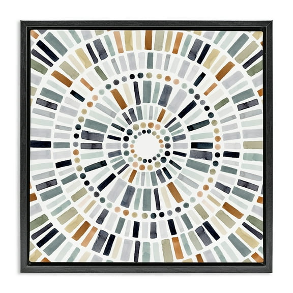 Stupell Industries Abstract Rustic Mosaic Circle Abstract Painting Black Floater Framed Canvas Art Print Wall Art, 18 x 18