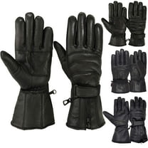 Mens Motorbike Gloves Cold Weather Motorcycle Riding Glove Genuine Leather Black (2XL)