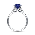 thumbnail image 4 of Solitaire Oval Cathedral Ring Blue Sapphire CZ 925 Sterling Silver Size 10, 4 of 7