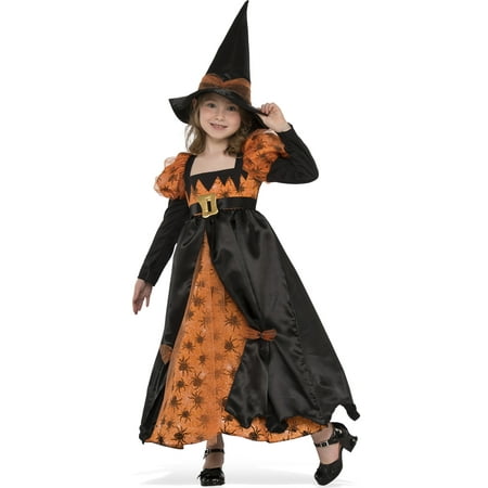Spider Witch Girls Classic Orange Black Salem Child Halloween Costume
