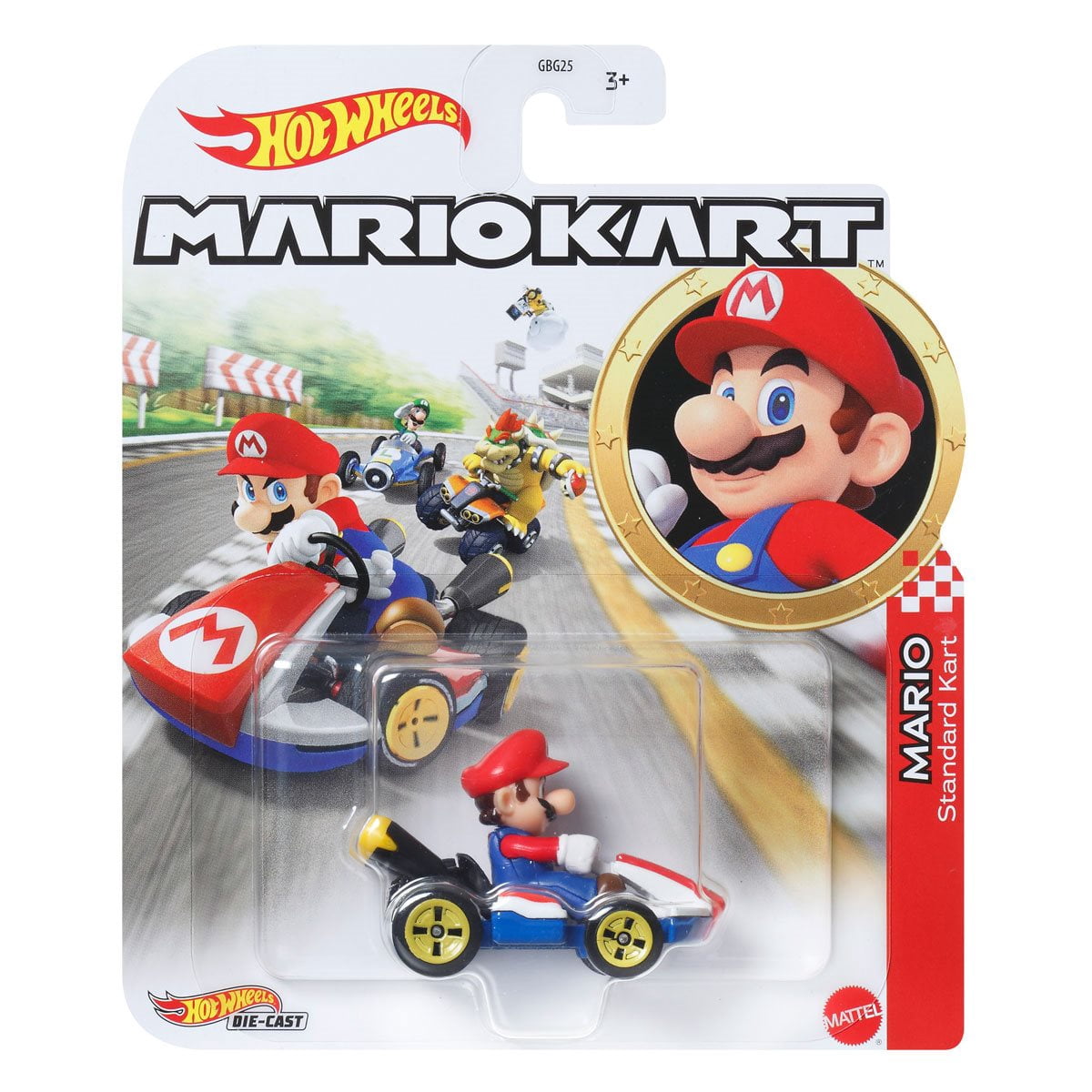 Hot Wheels Mario Kart Die-Cast Character Cars Collection, 6-Pack Set with Mario, Luigi, Yoshi, Toad, Bowser, Wario GBG25-957G
