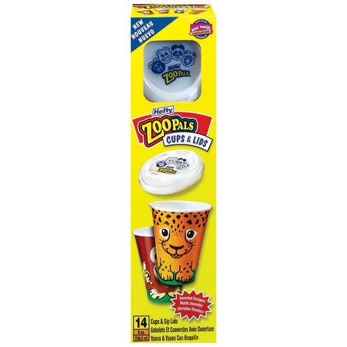 Hefty Pals Zoo Pals Cups & Sip Lids 8 oz, 14 ct