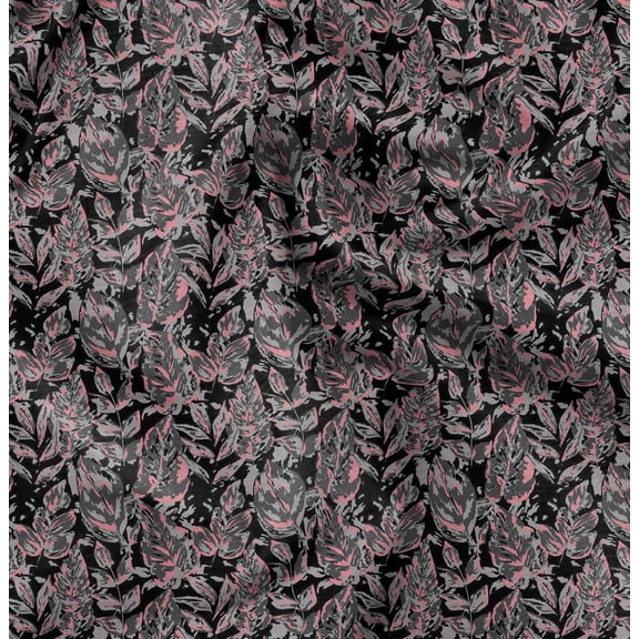 Soimoi Floral Print, Silk Fabric, Decor Sewing Fabric by The Yard 42 Inch Wide,Decorative Fabric for Shirts Suits Ties, Black & Gray