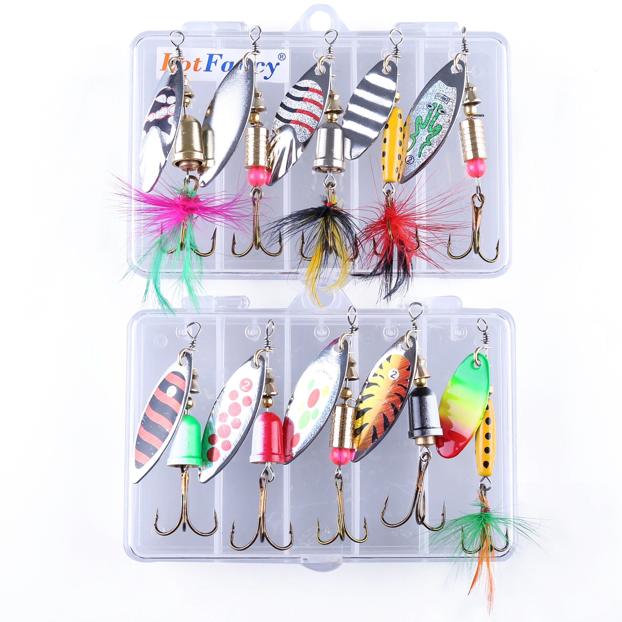  10pcs Fishing Lure Spinnerbait, Bass Trout Salmon Hard Metal  Spinner Baits Kit with 2 Tackle Boxes by Tbuymax : Sports & Outdoors
