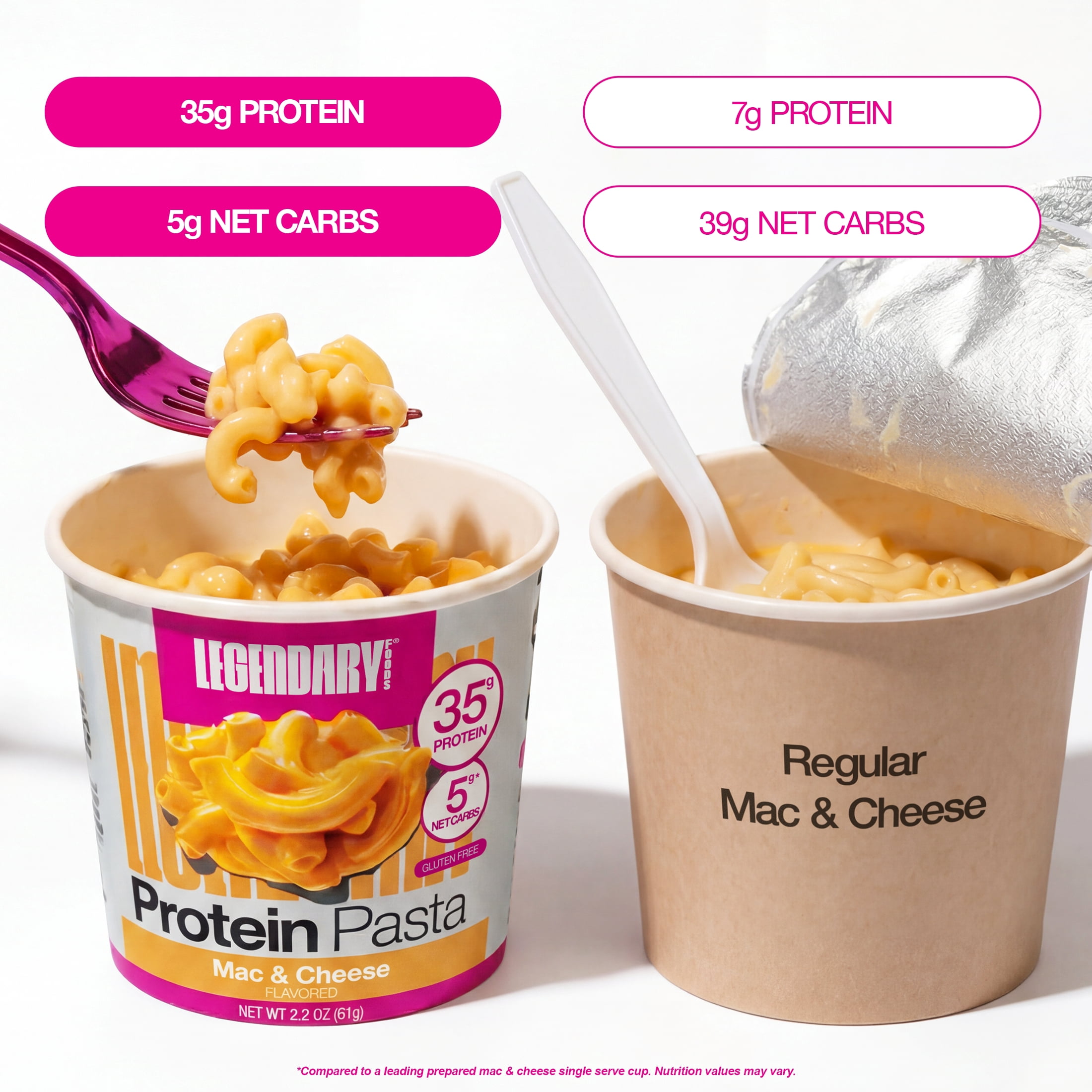 Legendary Foods Protein Pasta, Mac & Cheese, 35g Protein, 1 Cup, Keto Friendly, Gluten Free