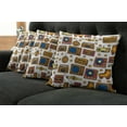 thumbnail image 5 of Ambesonne Vintage Throw Pillow Cover 4 Pack, 90s Theme Retro Fun Items, 20", Mustard, 5 of 5