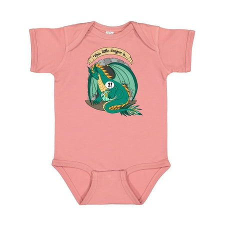 

Inktastic Second Birthday This Little Dragon Is 2 Gift Baby Boy or Baby Girl Bodysuit
