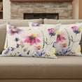 thumbnail image 4 of Set of 2 Country Wildflowers Pillow Covers 12x20 Inch, Watercolor Gradient Purple Pink Floral Newspaper Texture Decorative Throw Pillow Cases Cotton Cushion Covers for Sofa Couch Bed Home Decor, 4 of 9