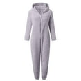 thumbnail image 4 of SwiftWear Family Christmas Matching Pajama Set Soft Flannel Warm Onesie with Cat Ears Hood, Holiday Loungewear for Adults Couples (Gray), 4 of 7