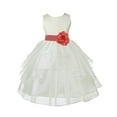 thumbnail image 2 of Ekidsbridal Girl Ceremonial Flower Girl Dress - Knee Length Ivory Organza with Tiebow 4613T-A (Size: S-12), 2 of 3