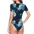 thumbnail image 4 of The Xecao Ink Rose Women's Crew Neck Body Suit, a short-sleeved bodysuit and basic swimsuit, both comfort and style for dating and daily life, 4 of 9