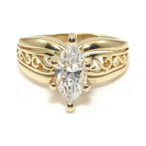 2.01ct Marquise cut MOISSANITE D/VVS1 Engagement Ring 14K Yellow Gold