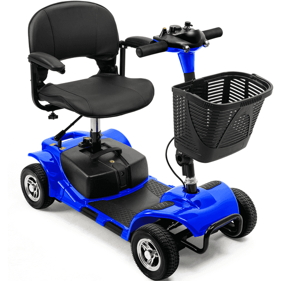 Morrean 4 Wheels Mobility Scooter for Seniors, Electric Powered Wheelchair Device for Travel, All Terrain Motorized Scooters with 300 lbs, Blue