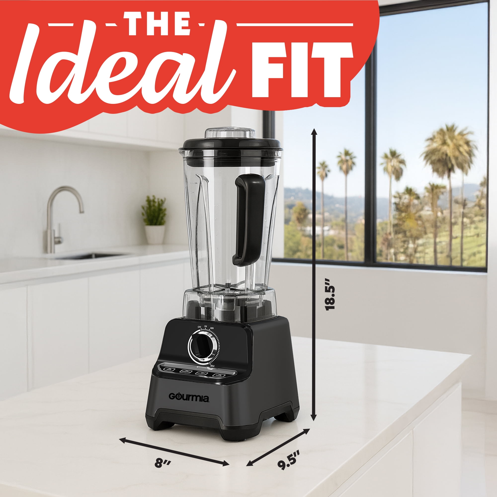 Gourmia Commercial Blender with 2L BPA-Free Jar, 4 Presets, Tamper Included