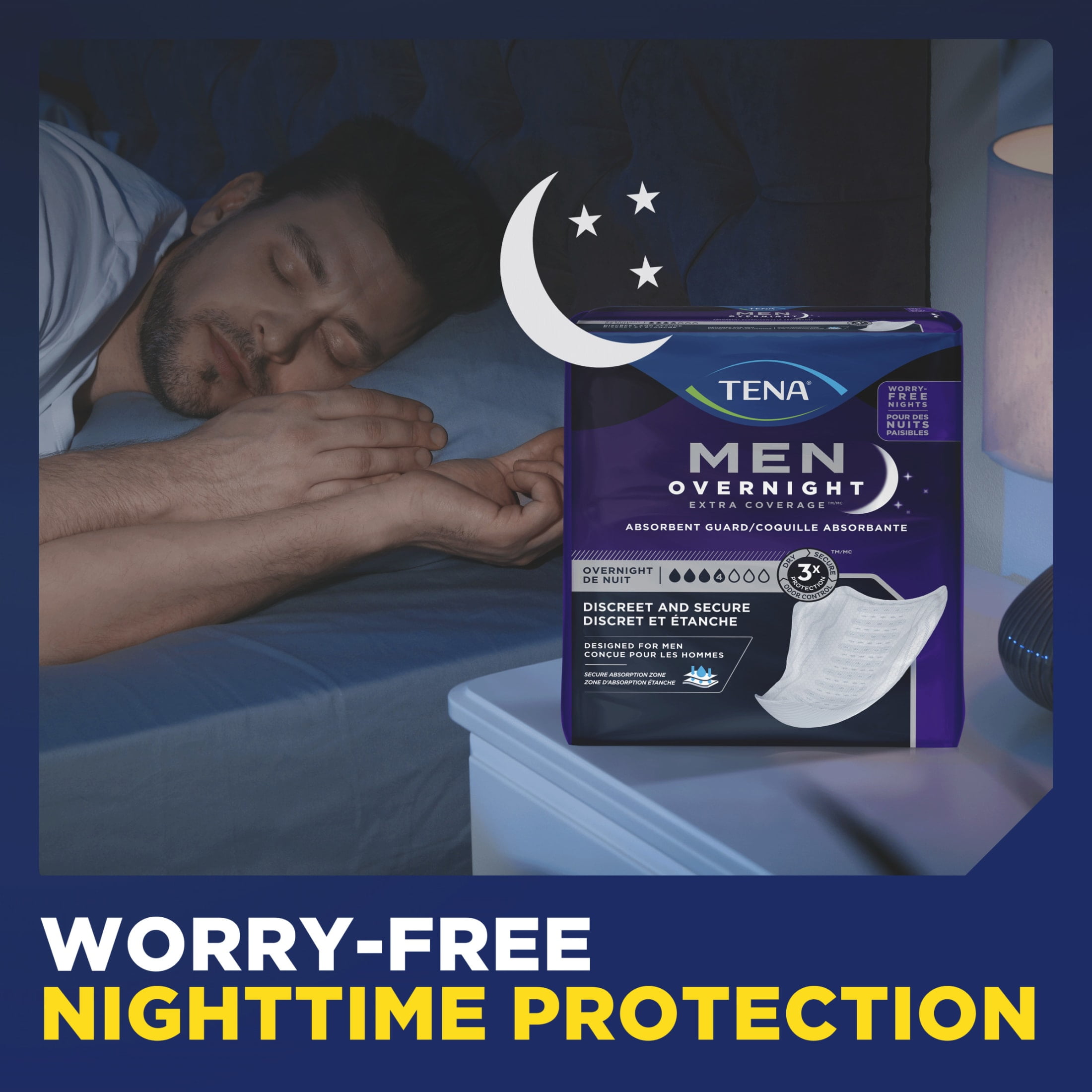 TENA Men Incontinence Guards for Men, Men's Pads, Bladder Control, Overnight Absorbency, 120 Count