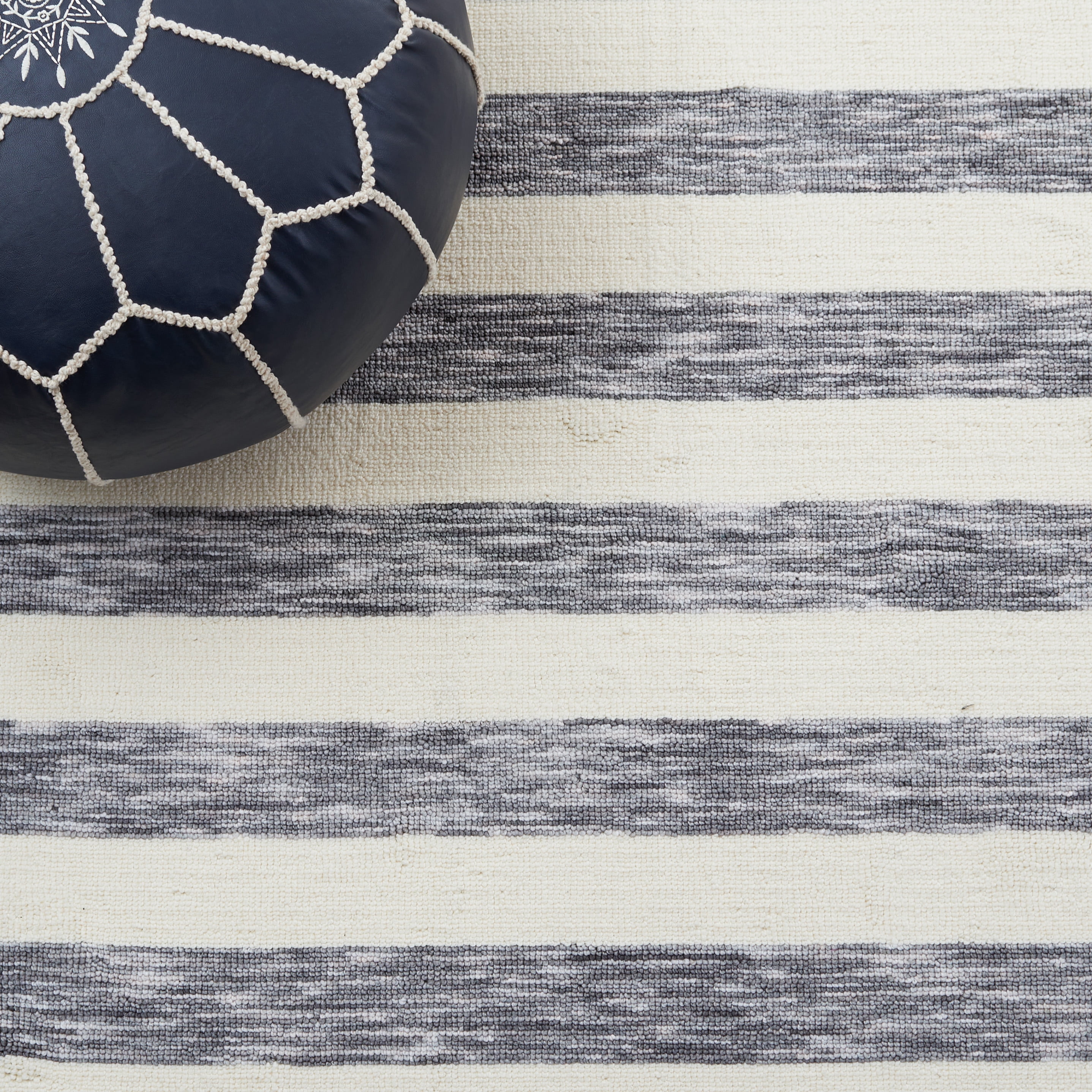 Safavieh Easy Care Fergal Striped Polyester Machine Washable Area Rug, Dark Gray/Ivory, 4' x 6'