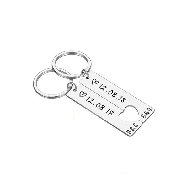 Guardurnaity Paquete de 2 llaveros de acero inoxidable para parejas, ceremonia de compromiso de boda, amantes que viajan, llaveros de corazón, regalos de Ropa, zapatos y accesorios Miscelánea Plata Guardurnaity AP011942-03B