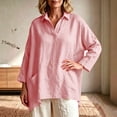 thumbnail image 2 of Sillenn Women's Collared V Neck Polo Shirts Long Sleeve Loose Fit Polo Tshirts with Pockets Plus Size Lightweight Golf Tops Business Casual Travel Blouses Trendy Loose Casual Tunic Top Pink Xl, 2 of 5