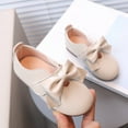 thumbnail image 3 of BOBOGOJP Girl's Mary Jane Bow Elastic Strap Ballerina Flat Slip-On Mary Jane Flats Baptism Dresses Shoes Walking Shoes (Beige,12), 3 of 6