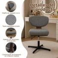thumbnail image 3 of Fohfurniture Silla de Escritorio Giratoria sin Brazos, Asiento Ancho Tapizada en Tela Acolchada, Ajustable Base de Cruz sin Ruedas, Silla de tocador Madera y Tela Ideal para Dormitorios y Estudio, 3 of 8