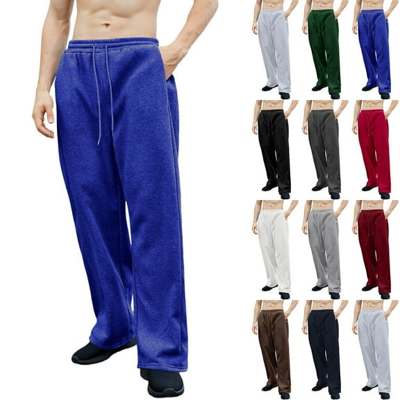 BiZtdJrK Lightweight Sweatpants for Men Drawstring Elastic Waist Straight Leg Trackpants Loose Fit Workout Sweatpant with Pockets Blue S