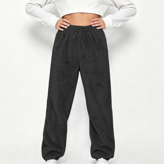 LvhaoGJOB Kids' Jogger Pants - Soft, Elastic Waist & Pockets - Dark Gray 5-6 Years