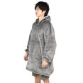 thumbnail image 2 of Manta con capucha, sudadera con capucha de franela polar, ropa cálida con bolsillo, tamaño libre de gran tamaño, gris, 2 of 14