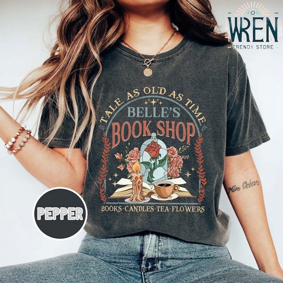 Vintage Belle’s Book Cafe T-Shirt, Vintage Book Shop T-shirt, Book Lover Gift, Trip Tee TH060120