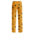 thumbnail image 6 of IYYVV Women Halloween Pajamas Pants Fall Pumpkin Pattern Print Lounge Slacks Comfy Loose Fit Drawstring Elastic Waist Sweatpants Saffron M, 6 of 6