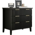 thumbnail image 4 of LAZZO 3-Drawer Nightstand, Tall Fluted Bedside Table with Gold Metal Handles, Storage Table for Bedroom, Black, 4 of 9
