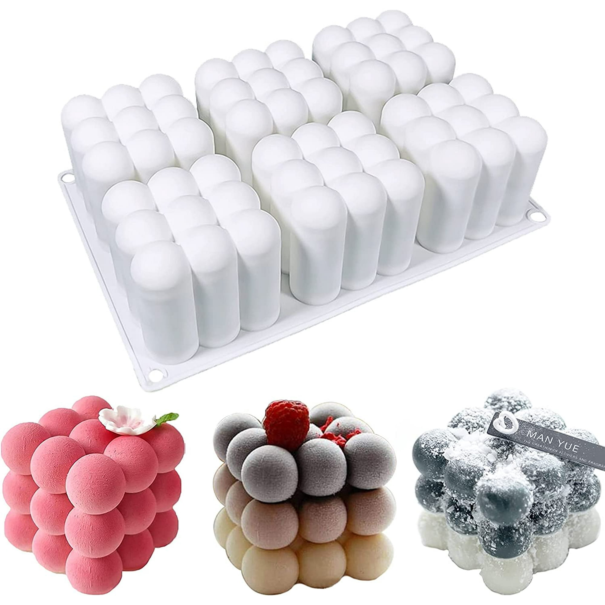 3D Bubble Candle Molds - 6 Cavity Bubble Cube Silicone Mold for Candles  Soap Making, Bubble Cake Mold for Baking Dessert Mousse Cake Jelly Ice Cream