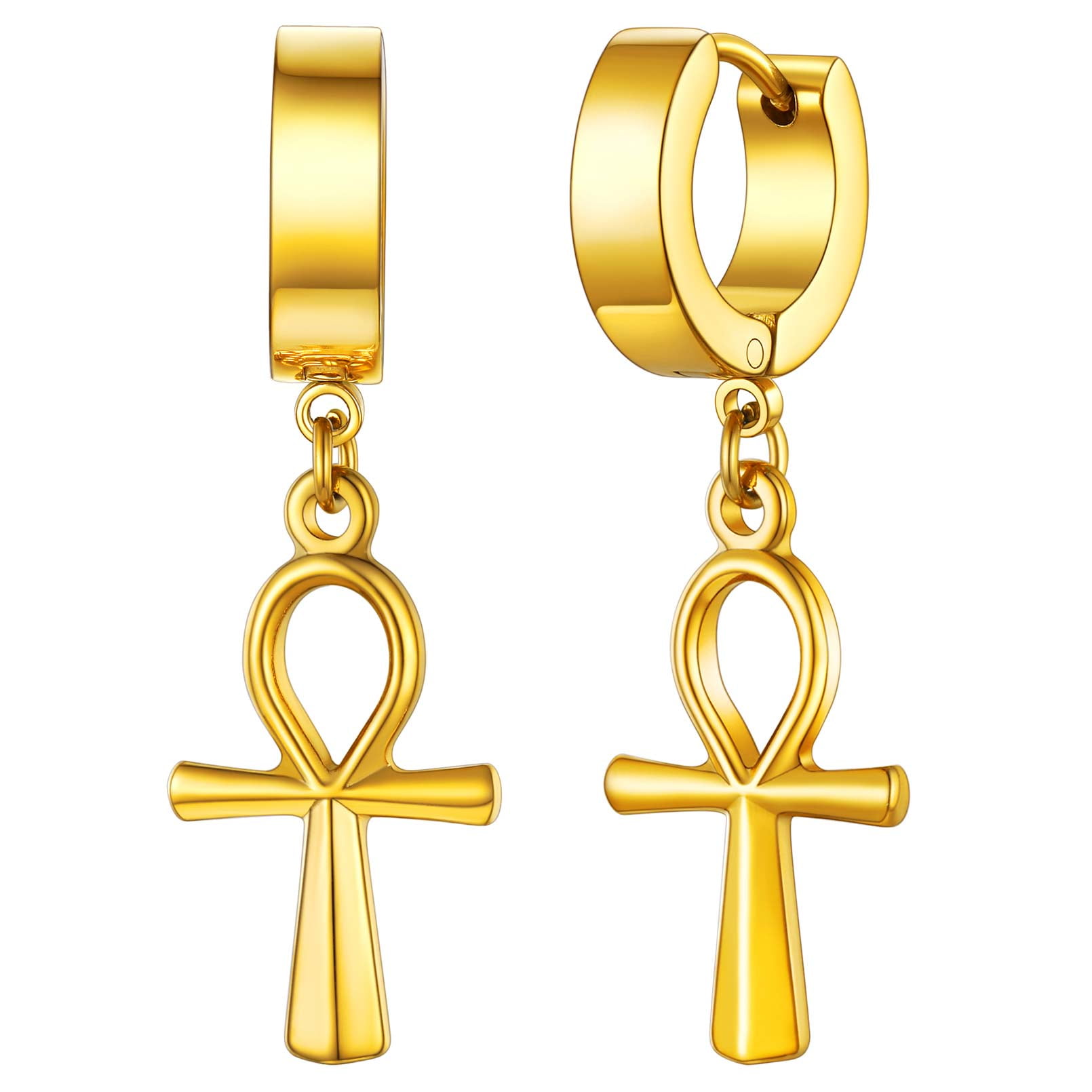 Gold Ankh Earrings