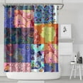 thumbnail image 2 of Extra Long Boho Shower Curtain 72x84 Inches - Vintage Floral & Tropical Leaves Pattern, Waterproof Bohemian Bathroom Decor with 12 Hooks, Tribal Rustic Style, 2 of 5