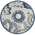thumbnail image 2 of Nourison Aloha Indoor/Outdoor Floral Contemporary Blue/Grey 4' x round Area Rug, (4' Round), 2 of 9