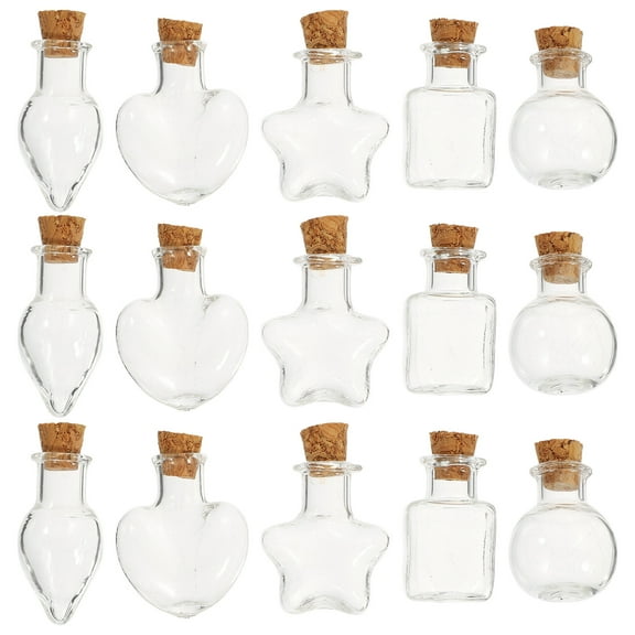 15 Pcs Festival Tiny Bottle DIY Cork Miniature Whiskey Bottles Small Cup